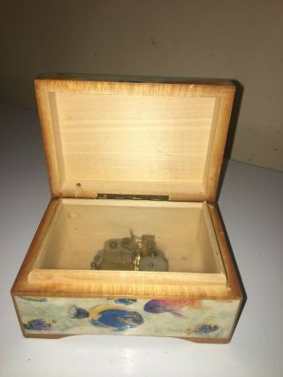 Vintage Swiss Made Music Box Around The World In 80 Days Fish