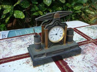 Antique Vintage French Slate Spittall Mantle Clock For Restoration Spare Repair