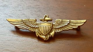 Antique Vtg Gold Filled Wwii Us Navy Marine Pilot Hat Jacket Pin By H.  H Imperial