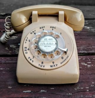 Vintage Itt Telephone Rotary Dial Desk Phone Beige Tan