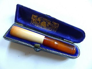 Antique French Amber & Meerschaum Cigarette Holder W.  Case