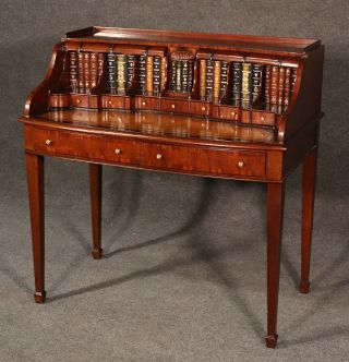 Signed Maitland Smith Solid Mahogany & Leather Top Writing Desk Table