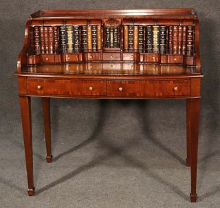 Signed Maitland Smith Solid Mahogany & Leather Top Writing Desk Table 3