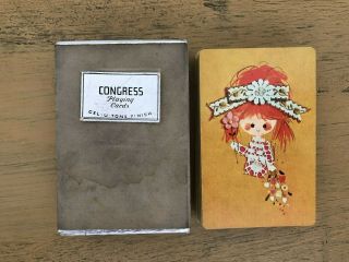 Vintage Congress Mod Girl Flowers Playing Card Deck