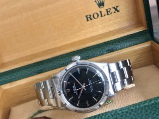 Rolex Vintage Oyster Perpetual 1960s Black Dial Face Steel Mens Watch,  Box