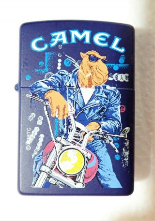 1997 Zippo Lighter Camel Joe Handlebar Blue Motorcycle Unfired