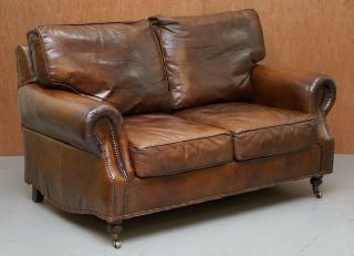 149cm Wide Timothy Oulton Balmoral Halo Brown Leather 2 Sofa Part Large Suite