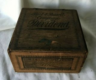 Antique Wood Cigar Box Dividend Best & Russel Co York
