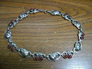 Kalo Hand Wrought Arts & Crafts Sterling & Cabachon Necklace