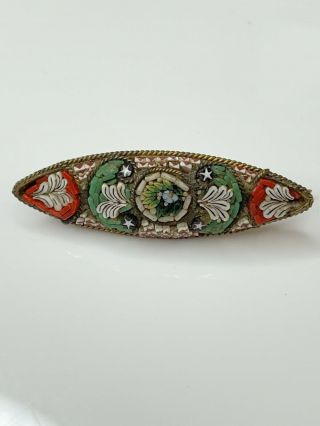 Vintage Micro Mosaic Brooch With C Clasp 5 Cm Across