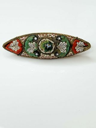 Vintage Micro Mosaic Brooch With C Clasp 5 Cm Across 2