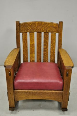 Harden Mission Oak Arts & Crafts Stickley Style Rocking Chair Rocker Armchair 2