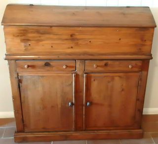 Antique American Early Pine Sideboard Cupboard Dry Storage Lift Top - Rare 2