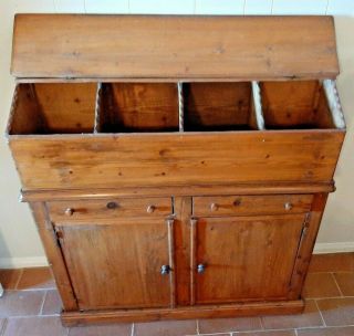 Antique American Early Pine Sideboard Cupboard Dry Storage Lift Top - Rare 3