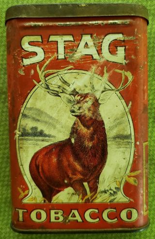 Early 1900s Stag Tobacco Advertising Tin P.  Lorillard Nj Antique/vtg Collectible
