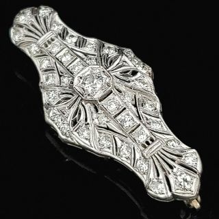 Art Deco 2ctw Old European Cut Diamond Platinum Brooch Pin Antique Estate Gift