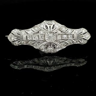 Art Deco 2ctw Old European Cut Diamond Platinum Brooch Pin Antique Estate Gift 2