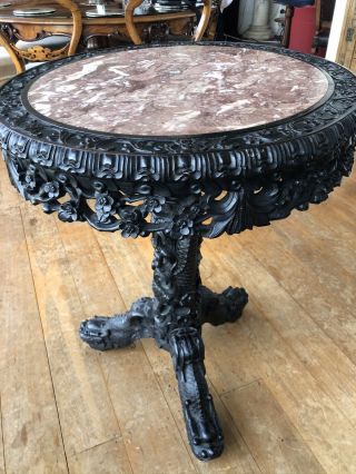 Antique Chinese Hardwood /marble Centre Table Circa 19th Century Stunning Piece