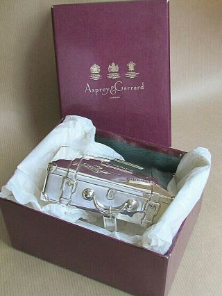 Asprey And Garrard Solid Silver Suitcase Trinket Box Birmingham 1999 (ref5544)