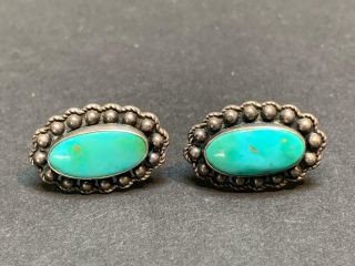 Vintage Native American Navajo Sterling Silver And Turquoise Pawn Earrings