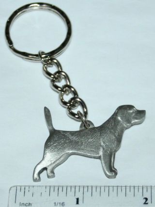 Beagle Dog Rawcliffe Pewter " I Love My Dog " Vintage Keychain