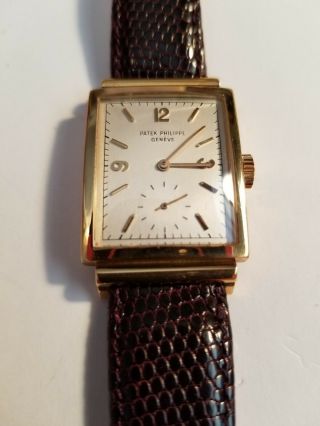Patek Philippe Pink Gold Rectangular Cylindrical Hooded - Lug Watch,  Ref.  No.  1577