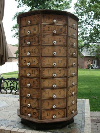 Antique Octagonal Bolt And Screw Cabinet (80 Drawer) On Swivel