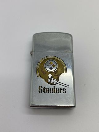 Vintage Zippo Slim 1972 Cigarette Lighter - Pittsburgh Steelers