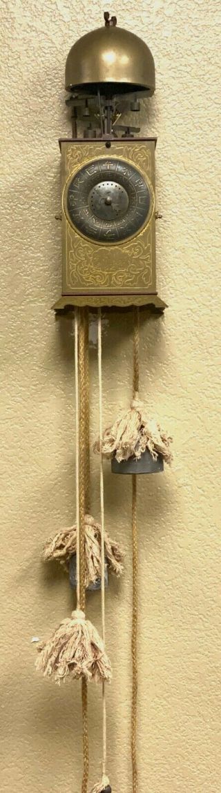 Rare Antique Japanese Double Foliot Striking Lantern Wall Clock Kake Dokei