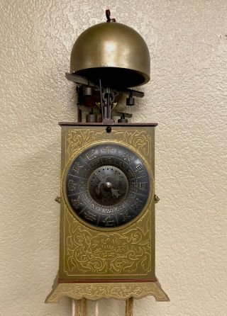 Rare Antique Japanese Double Foliot Striking Lantern Wall Clock Kake Dokei 2