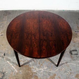 Mid Century Danish Modern Dining Table Round Oval Brazilian Rosewood Extension