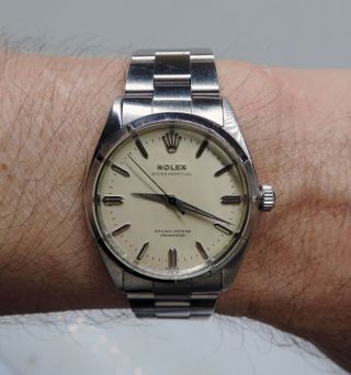 Old 1958 Vintage Rolex Oyster Perpetual Stainless Watch 6565 Band