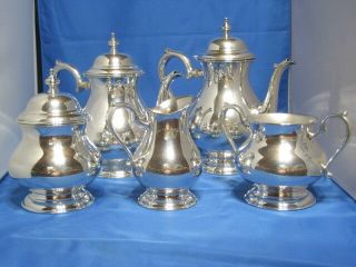 LUNT - - Sterling Silver 5 piece set - - Tea,  Coffee,  Sugar,  Cream & Waste Bowl 2