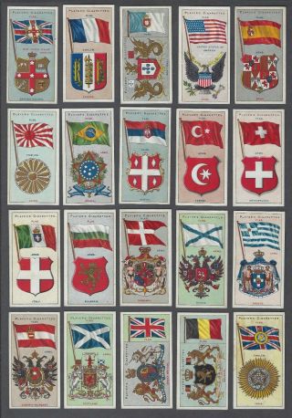 1905 John Player & Sons Countries Arms & Flags Tobacco Cards Complete Set Of 50