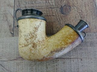 Rare Antique Kalmasch Pipe With Swedish Silver Mount Vintage Unusual