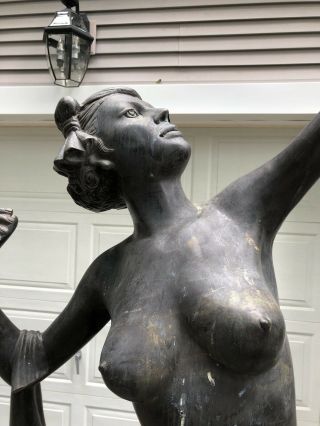 Vintage Bronze Art Deco Nude Goddess Diana The Huntress Fountain Garden Statue 3