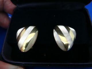 Tiffany Vintage Angela Cummings 18K gold with white inlays,  pierced post 2