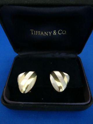 Tiffany Vintage Angela Cummings 18K gold with white inlays,  pierced post 3