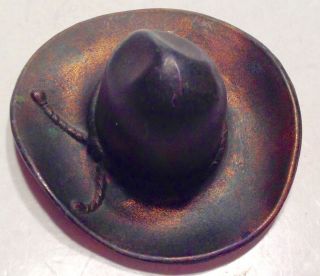Vintage Miniature Cowboy Hat Metal Copper Figurine