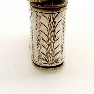 STERLING SILVER COVERED cigarette lighter PETROL vintage LIFT ARM antique 1893 3