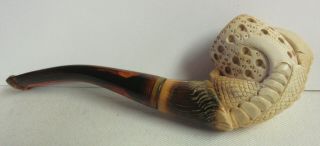 Vintage Hand Carved Figural Meerschaum Eagle Claw Pipe,  Estate Find