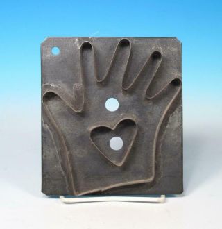 Heart - In - Hand Vintage Hand Made Tin Soldered Pa Dutch Folk Art Cookie Cutter