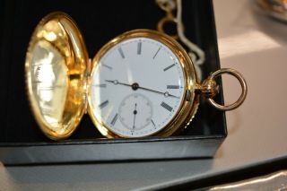 Antique 1850s Breitling Laederich 18K Gold Hunter Case Pocket Watch Full Service 3