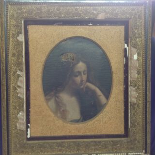 Antique Italian Master Woman Portrait Oil Painting Canvas William Schaus Frame