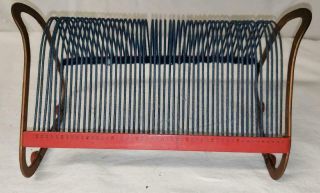 Vintage Luric Metal Wire 50 Slot Record Holder Rack Red & Blue