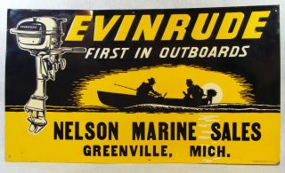 Rare Antique Vintage Evinrude Outboard Motor Advertising Tin Sign