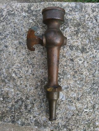 Vintage Antique Brass Water Hose Nozzle With Valve — Rare — 6” Long