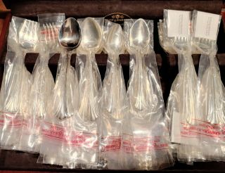 Reed & Barton Sterling Silver 18th Century Flatware Set Spoon Fork Serving 12
