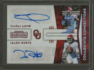 2020 Contenders Draft Ceedee Lamb Jalen Hurts Rc Dual Auto Cracked Ice 12/23 Ou