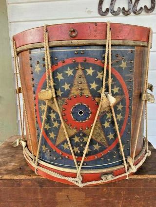 Rare Find 1826 Eli Brown Civil War Era Painted 34 Star Drum Wintonbury Ct